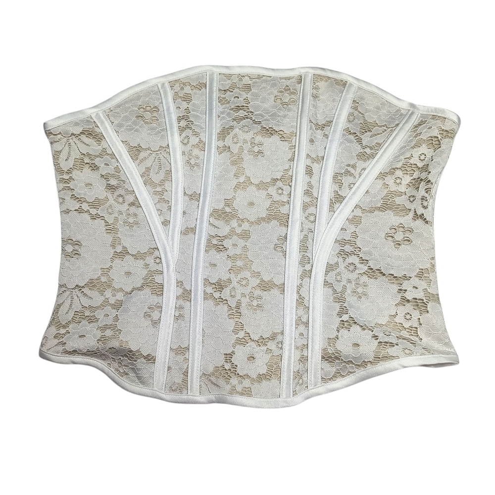 Say What? Cream and White Lace Sexy Shapewear Boned Corset L NWT